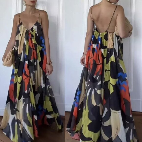 H&M A-Line Beleza Tropical Maxi Dress - NEW - Picture 1 of 9